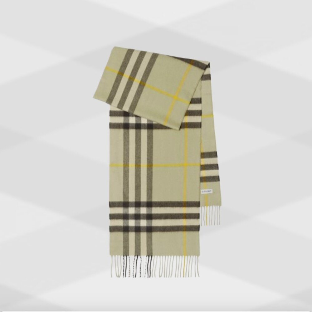 BURBERRY Giant Icon Check Cashmere Scarf- Hunter